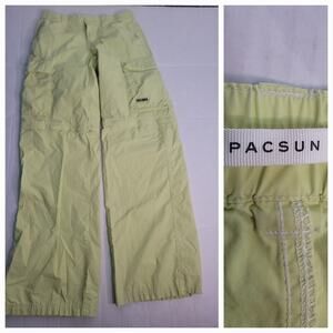 PacSun Cargo Straight Pants Womens SZ XS Low Rise Puddle Zip Off Neon Y2K 90's